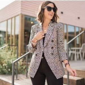 Cabi Stylish Snake Print Women's Blazer Size 2